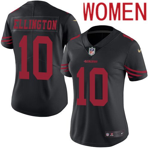 Women San Francisco 49ers #10 Bruce Ellington Nike Black Vapor Limited Rush NFL Jersey->nfl hats->Sports Caps
